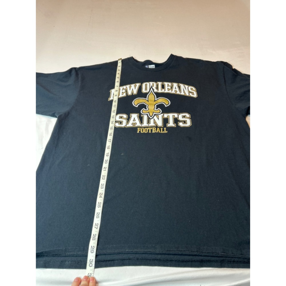 NFL Team Apparel New Orleans Saints Football T-Shirt Black Mens 2XL Fleur De Lis